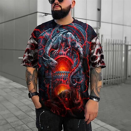 Herre T skjorte T-skjorter Grafisk Drage Crew-hals Klær 3D-utskrift utendørs Avslappet Kortermet Trykt mønster Årgang Mote Designer
Herre T skjorte T-skjorter Grafisk Drage Crew-hals Klær 3D-utskrift utendørs Avslappet Kortermet Trykt mønster Årgang Mote Designer