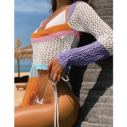 Mujer Bañadores Top de playa Normal Traje de baño Cortado Croché Bloque de color Arco Iris Camisa Trajes de baño Deportes Verano
Mujer Bañadores Top de playa Normal Traje de baño Cortado Croché Bloque de color Arco Iris Camisa Trajes de baño Deportes Verano