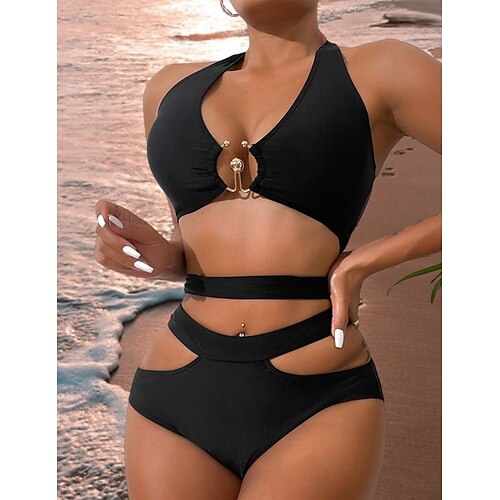 Women's Swimwear Bikini Normal Swimsuit 2 Piece Solid Color Black Bathing Suits Sports Summer
Women's Swimwear Bikini Normal Swimsuit 2 Piece Solid Color Black Bathing Suits Sports Summer