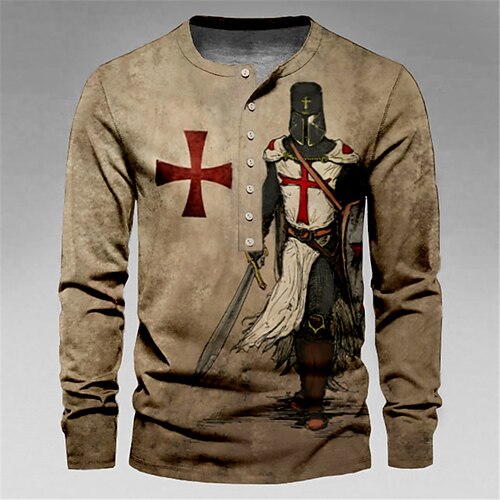 Herre Henly-skjorte T-skjorter Grafisk Henley Klær 3D-utskrift Knight utendørs Avslappet Langermet Knapp ned Trykt mønster Mote Designer Bekvem
Herre Henly-skjorte T-skjorter Grafisk Henley Klær 3D-utskrift Knight utendørs Avslappet Langermet Knapp ned Trykt mønster Mote Designer Bekvem