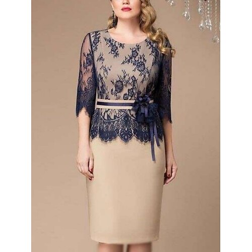 A tubino Abito da cerimonia per signora Invitati del matrimonio Vintage Elegante Girocollo Al ginocchio Chiffon Di pizzo Manica a 3/4 con Con applique 2023
A tubino Abito da cerimonia per signora Invitati del matrimonio Vintage Elegante Girocollo Al ginocchio Chiffon Di pizzo Manica a 3/4 con Con applique 2023