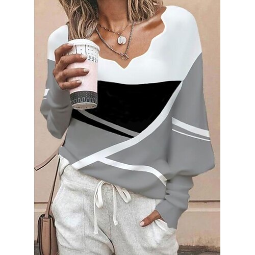 Women's Shirt Blouse Color Block Print Long Sleeve Casual Basic V Neck Regular S
Women's Shirt Blouse Color Block Print Long Sleeve Casual Basic V Neck Regular S