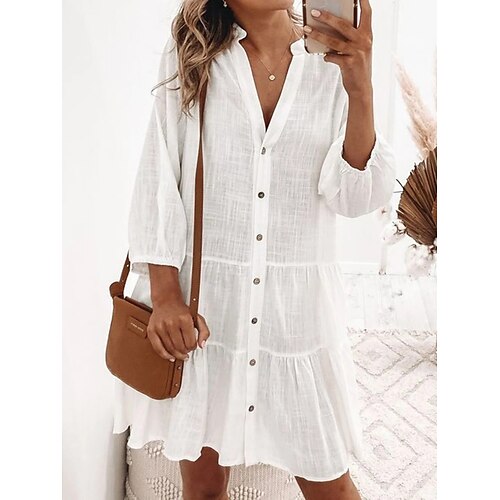 Women's Shirt Dress Casual Dress Shift Dress Mini Dress White Long Sleeve Pure Color Ruched Fall Spring Autumn V Neck Fashion Daily Fall Dress 2023 S M L XL
Women's Shirt Dress Casual Dress Shift Dress Mini Dress White Long Sleeve Pure Color Ruched Fall Spring Autumn V Neck Fashion Daily Fall Dress 2023 S M L XL