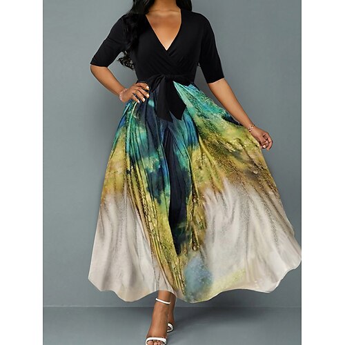Dame Lang kjole Maxikjole Uformell kjole Swingkjole Print kjole Grafisk Mote Moderne utendørs Feriereise Ut på byen Lapper Trykt mønster Halvlange ermer V-hals Kjole Normal Svart Høst Vår S M L XL XXL
Dame Lang kjole Maxikjole Uformell kjole Swingkjole Print kjole Grafisk Mote Moderne utendørs Feriereise Ut på byen Lapper Trykt mønster Halvlange ermer V-hals Kjole Normal Svart Høst Vår S M L XL XXL