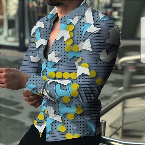 Men's Shirt Color Block Abstract Graphic Prints Geometry Turndown Blue Light Blue Outdoor Street Long Sleeve Button-Down Print Clothing Apparel Sports Fashion Streetwear Designer
Men's Shirt Color Block Abstract Graphic Prints Geometry Turndown Blue Light Blue Outdoor Street Long Sleeve Button-Down Print Clothing Apparel Sports Fashion Streetwear Designer