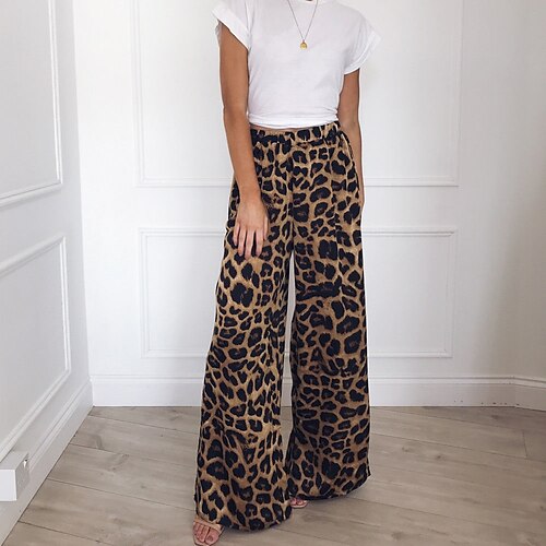 Dame Bred Bukseben Bukser Elastisk midje Rett ben Leopard Grafiske trykk Klassisk Normal Vår & Vinter Lys Kaffe Oransje Brun Mørk Kaffe
Dame Bred Bukseben Bukser Elastisk midje Rett ben Leopard Grafiske trykk Klassisk Normal Vår & Vinter Lys Kaffe Oransje Brun Mørk Kaffe