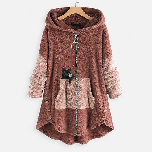 Inspired by Animal Cat Sweatshirt Zip-Up Hoodie Cat Ear Fleece Hoodie Anime Pront Pocket Teddy Plain Button Hoodie For Women's Adults' Hot Stamping Flannel Casual Daily
Inspired by Animal Cat Sweatshirt Zip-Up Hoodie Cat Ear Fleece Hoodie Anime Pront Pocket Teddy Plain Button Hoodie For Women's Adults' Hot Stamping Flannel Casual Daily