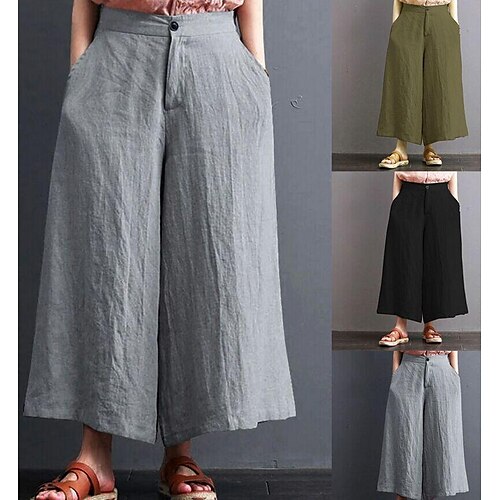 Per donna A zampa Pantaloni Palazzo Cotone e lino Nero Verde militare Grigio Stile cinese Informale Da tutti i giorni Tasche Alla caviglia Traspirabilità Tinta unita S M L XL 2XL
Per donna A zampa Pantaloni Palazzo Cotone e lino Nero Verde militare Grigio Stile cinese Informale Da tutti i giorni Tasche Alla caviglia Traspirabilità Tinta unita S M L XL 2XL