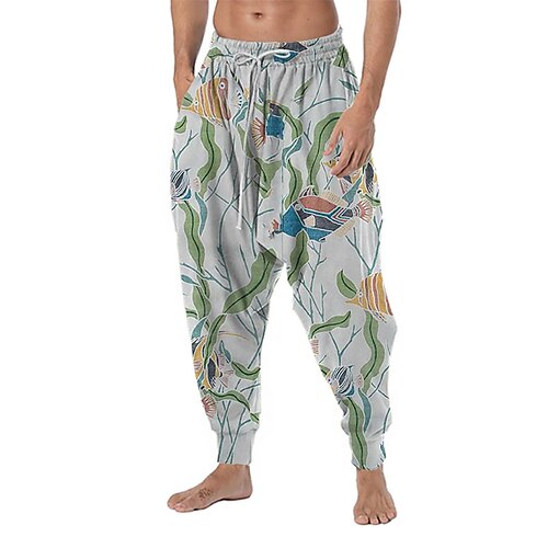 Herre Jogger Bukser Strandbukser Baggy haremsbukser Snorer Elastisk midje Slipp skrittet Grafiske trykk Fisk hav Komfort Myk Avslappet Daglig Ferie Bohem Designer Blå Grønn Mikroelastisk
Herre Jogger Bukser Strandbukser Baggy haremsbukser Snorer Elastisk midje Slipp skrittet Grafiske trykk Fisk hav Komfort Myk Avslappet Daglig Ferie Bohem Designer Blå Grønn Mikroelastisk