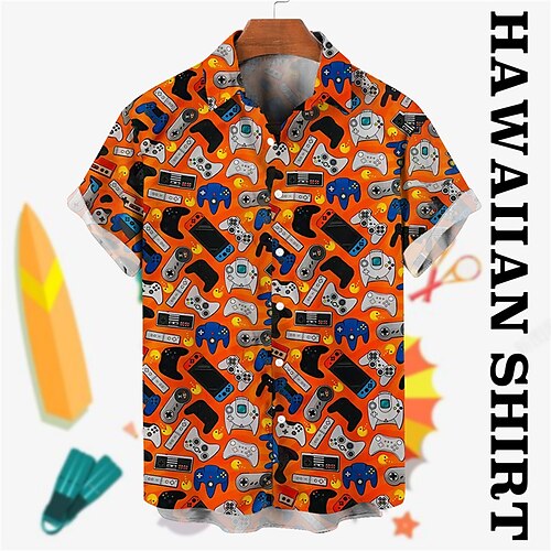 Men's Shirt Summer Hawaiian Shirt Game Graphic Prints Game Console Gamepad Turndown Yellow Red Street Casual Short Sleeves Button-Down Print Clothing Apparel Tropical Fashion Hawaiian Designer
Men's Shirt Summer Hawaiian Shirt Game Graphic Prints Game Console Gamepad Turndown Yellow Red Street Casual Short Sleeves Button-Down Print Clothing Apparel Tropical Fashion Hawaiian Designer