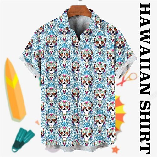 Men's Shirt Summer Hawaiian Shirt Floral Skull Graphic Prints Turndown Black Blue Street Casual Short Sleeves Button-Down Print Clothing Apparel Tropical Fashion Hawaiian Designer
Men's Shirt Summer Hawaiian Shirt Floral Skull Graphic Prints Turndown Black Blue Street Casual Short Sleeves Button-Down Print Clothing Apparel Tropical Fashion Hawaiian Designer