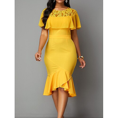 Per donna Abito da lavoro Vestito tubino Abito semi formale Di tendenza Vestito longuette Increspato Con balze Girocollo Manica corta Liscio Taglia piccola Giallo Blu Primavera Estate S M L XL XXL
Per donna Abito da lavoro Vestito tubino Abito semi formale Di tendenza Vestito longuette Increspato Con balze Girocollo Manica corta Liscio Taglia piccola Giallo Blu Primavera Estate S M L XL XXL