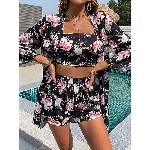 Per donna loungewear Completi 3 pezzi Fiore decorativo Di tendenza Strada Appuntamento Aeroporto Poliestere Traspirante cinghie Mezza manica Senza maniche Pantaloncini Primavera Estate Nero
Per donna loungewear Completi 3 pezzi Fiore decorativo Di tendenza Strada Appuntamento Aeroporto Poliestere Traspirante cinghie Mezza manica Senza maniche Pantaloncini Primavera Estate Nero