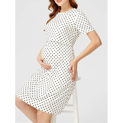 Dame Mammakjole Uformell kjole Prikkete kjole Sykepleie kjole Polkadotter Midikjole Kortermet Trykt mønster Crew-hals Mote utendørs Hvit Vår Sommer XS S M L XL
Dame Mammakjole Uformell kjole Prikkete kjole Sykepleie kjole Polkadotter Midikjole Kortermet Trykt mønster Crew-hals Mote utendørs Hvit Vår Sommer XS S M L XL