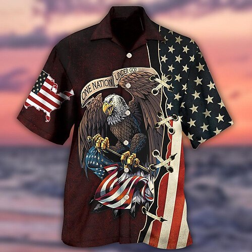 Men's Shirt Summer Hawaiian Shirt Graphic Prints Eagle National Flag Cuban Collar Wine Casual Holiday Short Sleeve Button-Down Print Clothing Apparel Tropical Fashion Streetwear Hawaiian
Men's Shirt Summer Hawaiian Shirt Graphic Prints Eagle National Flag Cuban Collar Wine Casual Holiday Short Sleeve Button-Down Print Clothing Apparel Tropical Fashion Streetwear Hawaiian
