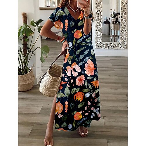Dame Lang kjole Maxikjole Hverdagskjole Print kjole Blad Blomst Mode Gade Daglig Stævnemøde Ferierejse Delt Trykt mønster Kortærmet V-hals Kjole Regulær Navyblå Forår Sommer S M L XL XXL
Dame Lang kjole Maxikjole Hverdagskjole Print kjole Blad Blomst Mode Gade Daglig Stævnemøde Ferierejse Delt Trykt mønster Kortærmet V-hals Kjole Regulær Navyblå Forår Sommer S M L XL XXL
