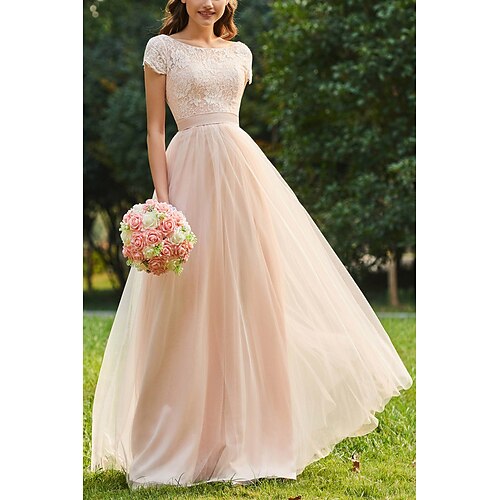 A-linje Brudepigekjole Høj halset Kortærmet Elegant Gulvlang Chiffon / Blondelukning med Blonde / Plissé 2022
A-linje Brudepigekjole Høj halset Kortærmet Elegant Gulvlang Chiffon / Blondelukning med Blonde / Plissé 2022