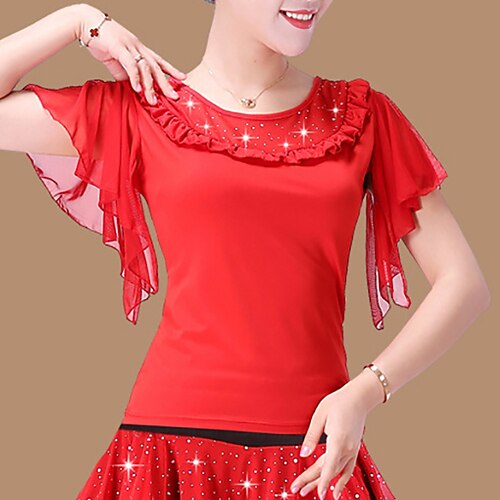 Latindans Ballroom-dans Topp Ruchiing Ren Farge Tvinning Dame Ytelse Trening Kortermet Bomullsblanding
Latindans Ballroom-dans Topp Ruchiing Ren Farge Tvinning Dame Ytelse Trening Kortermet Bomullsblanding