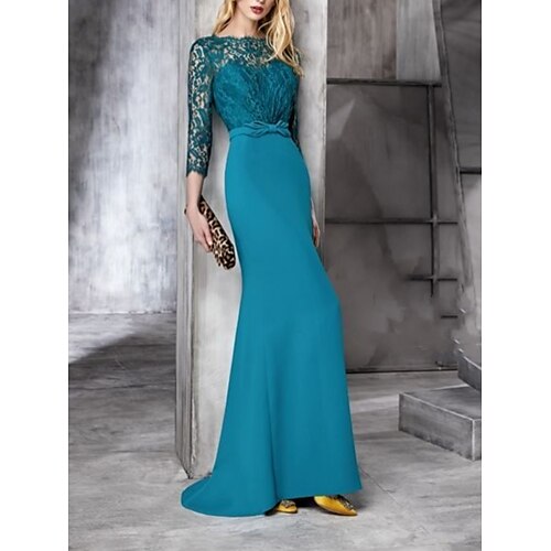 A tubino Abito da cerimonia per signora Formale Elegante Schiena scoperta Girocollo Strascico a terra Di pizzo Tessuto elasticizzato Manica a 3/4 con Fiocco (fiocchi) 2023
A tubino Abito da cerimonia per signora Formale Elegante Schiena scoperta Girocollo Strascico a terra Di pizzo Tessuto elasticizzato Manica a 3/4 con Fiocco (fiocchi) 2023