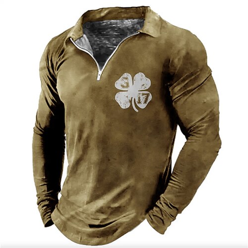 Herre POLO T-skjorte Golf skjorte Zip Polo Grafiske trykk Saint Patricks dag St. Patrick's dag Clover Aftæpning Svart Kakifarget utendørs Gate Langermet Glidelås Trykt mønster Klær Mote Gatemote
Herre POLO T-skjorte Golf skjorte Zip Polo Grafiske trykk Saint Patricks dag St. Patrick's dag Clover Aftæpning Svart Kakifarget utendørs Gate Langermet Glidelås Trykt mønster Klær Mote Gatemote