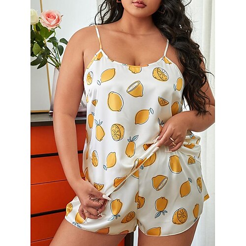 Dame Plusstørrelser Pyjamas Loungewear Soveskjorte Sæt Frugt Afslappet Komfort Blødt Hjem Daglig Seng Polyester Åndbart Remme Uden ærmer Strop Top Shorts Elastisk Talje Forår Sommer Gul
Dame Plusstørrelser Pyjamas Loungewear Soveskjorte Sæt Frugt Afslappet Komfort Blødt Hjem Daglig Seng Polyester Åndbart Remme Uden ærmer Strop Top Shorts Elastisk Talje Forår Sommer Gul