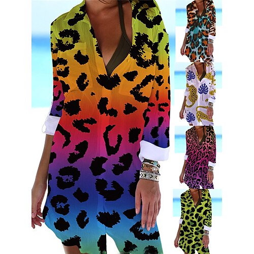 Dame Skjortekjole Opdækning Strandtøj Mini kjole Lomme Trykt mønster Mode Afslappet Leopard Aftæpning 3/4-ærmer Løstsiddende udendørs Daglig Hvid Rød 2023 Forår Sommer S M L XL
Dame Skjortekjole Opdækning Strandtøj Mini kjole Lomme Trykt mønster Mode Afslappet Leopard Aftæpning 3/4-ærmer Løstsiddende udendørs Daglig Hvid Rød 2023 Forår Sommer S M L XL