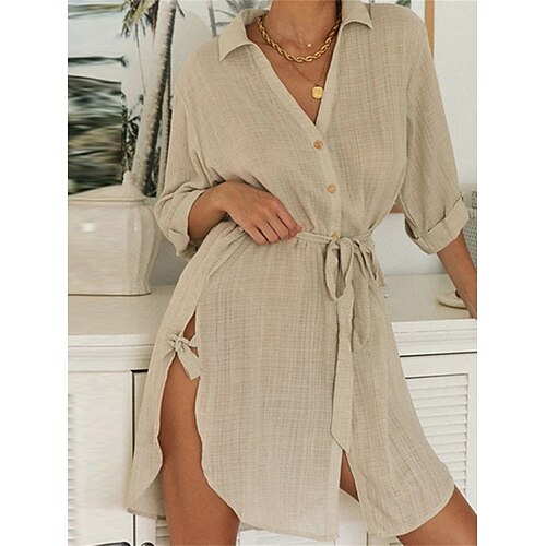 Per donna Abito chemisier Abito in cotone e lino Abito casual Vestito longuette Misto cotone Essenziale Informale Esterno Giornaliero Colletto Lacci Pulsante Manica lunga Estate Primavera Autunno 2023
Per donna Abito chemisier Abito in cotone e lino Abito casual Vestito longuette Misto cotone Essenziale Informale Esterno Giornaliero Colletto Lacci Pulsante Manica lunga Estate Primavera Autunno 2023