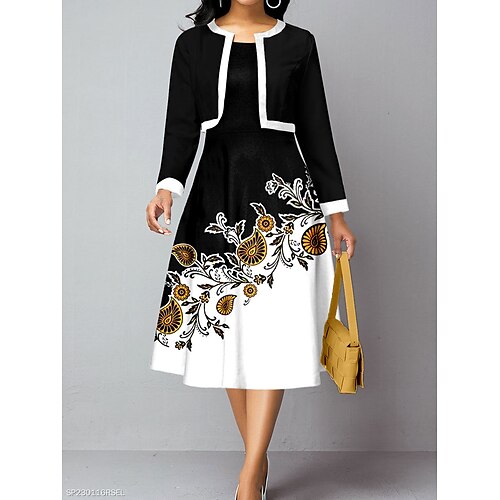 Per donna Set di vestiti a due pezzi Abito da lavoro Abito stampato Ufficio Appuntamento Di tendenza Elegante Stampa Vestito longuette Girocollo Manica lunga Floreale Color Block Standard Nero
Per donna Set di vestiti a due pezzi Abito da lavoro Abito stampato Ufficio Appuntamento Di tendenza Elegante Stampa Vestito longuette Girocollo Manica lunga Floreale Color Block Standard Nero
