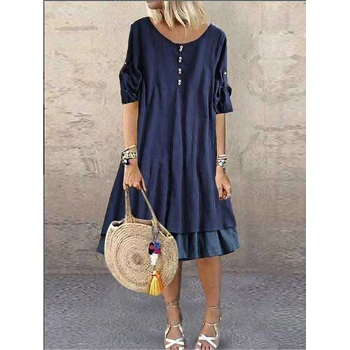 Per donna Vestito casual Vestito a trapezio Abito semplice Liscio Increspato Con balze Girocollo Vestito longuette Essenziale Classico Esterno Giornaliero Manica a 3/4 Morbido Blu scuro Primavera
Per donna Vestito casual Vestito a trapezio Abito semplice Liscio Increspato Con balze Girocollo Vestito longuette Essenziale Classico Esterno Giornaliero Manica a 3/4 Morbido Blu scuro Primavera