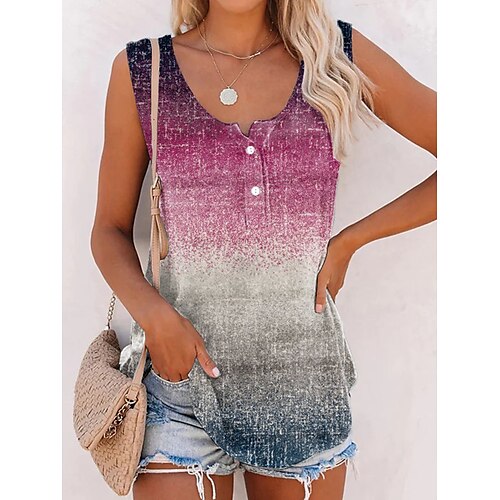 Per donna Canotte Rosso Blu Viola Colore graduale e sfumato Pulsante Stampa Senza maniche Informale Fine settimana Essenziale Rotonda Standard S
Per donna Canotte Rosso Blu Viola Colore graduale e sfumato Pulsante Stampa Senza maniche Informale Fine settimana Essenziale Rotonda Standard S