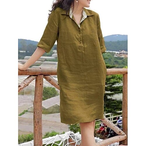 Per donna Vestito casual Vestito a trapezio Abito largo Liscio Pulsante Tasche Colletto Vestito longuette Attivo Moderno Esterno Giornaliero Manica a 3/4 Morbido Nero Giallo Vino Primavera Estate S M
Per donna Vestito casual Vestito a trapezio Abito largo Liscio Pulsante Tasche Colletto Vestito longuette Attivo Moderno Esterno Giornaliero Manica a 3/4 Morbido Nero Giallo Vino Primavera Estate S M
