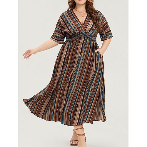 kvinders plus size afslappet kjole stribet svingkjole a line kjole lang kjole maxikjole halværmet lomme split v-hals klassisk udendørs brun forårs sommer kjole
kvinders plus size afslappet kjole stribet svingkjole a line kjole lang kjole maxikjole halværmet lomme split v-hals klassisk udendørs brun forårs sommer kjole