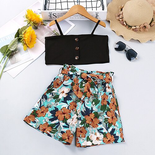 2 pezzi Bambino Da ragazza Floreale Set canotta e pantaloncini Impostato Senza maniche Di tendenza Informale 7-13 anni Primavera Nero
2 pezzi Bambino Da ragazza Floreale Set canotta e pantaloncini Impostato Senza maniche Di tendenza Informale 7-13 anni Primavera Nero