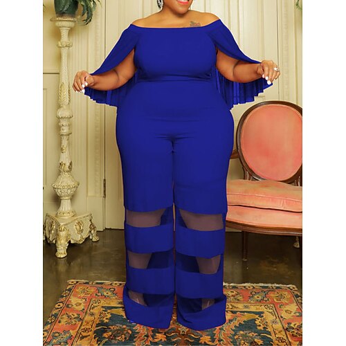 Damen Jumpsuit Gitter Patchwork Feste Farbe Schulterfrei Elegant Ausgefallene Party B¨¹ro Regular Fit 3/4 Ärmel Schwarz Rote Blau XL XXL 3XL 4XL Sommer
Damen Jumpsuit Gitter Patchwork Feste Farbe Schulterfrei Elegant Ausgefallene Party B¨¹ro Regular Fit 3/4 Ärmel Schwarz Rote Blau XL XXL 3XL 4XL Sommer