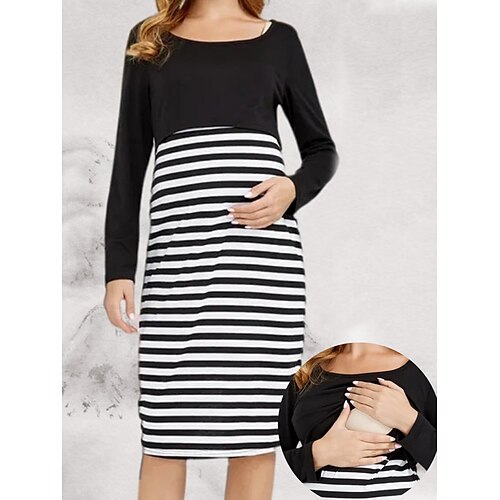kvinners baby shower gravidgenser kjole fritidsgenser kjole stripe midi genser kjole langermet falsk todelt rund hals svart xs s m l xl
kvinners baby shower gravidgenser kjole fritidsgenser kjole stripe midi genser kjole langermet falsk todelt rund hals svart xs s m l xl