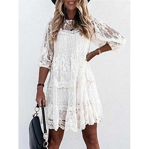 Dame Afslappet påklædning Blonde kjole Sommerkjole Vanlig Blonder Flerlags Rund hals Midikjole Mode Moderne udendørs Daglig 3/4-ærmer Løstsiddende Hvid Abrikos Forår Sommer S M L XL XXL
Dame Afslappet påklædning Blonde kjole Sommerkjole Vanlig Blonder Flerlags Rund hals Midikjole Mode Moderne udendørs Daglig 3/4-ærmer Løstsiddende Hvid Abrikos Forår Sommer S M L XL XXL
