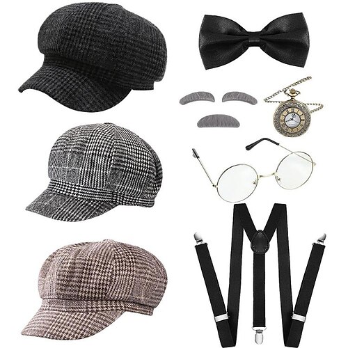 6 Pcs Men's 1920s Accessories Set Old Man Costume 1920s Grandpa 100th Day of School Beret Hat Newboy Cap Glasses Eyebrows Suspender Watch
6 Pcs Men's 1920s Accessories Set Old Man Costume 1920s Grandpa 100th Day of School Beret Hat Newboy Cap Glasses Eyebrows Suspender Watch