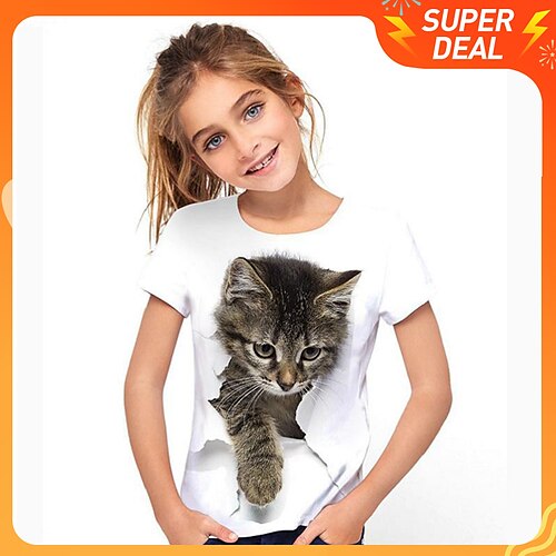 Kids Girls' 3D Cat T shirt Tee Short Sleeve Cat Graphic Animal Rainbow Children Tops Active Cute 3-12 Years
Kids Girls' 3D Cat T shirt Tee Short Sleeve Cat Graphic Animal Rainbow Children Tops Active Cute 3-12 Years