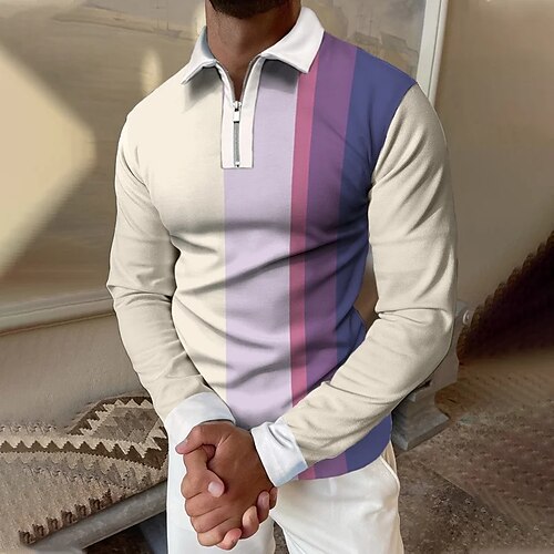 Herre POLO T-skjorte Golf skjorte Zip Polo Stripet Grafiske trykk Aftæpning Lilla utendørs Gate Langermet Glidelås Trykt mønster Klær Mote Gatemote Designer Myk
Herre POLO T-skjorte Golf skjorte Zip Polo Stripet Grafiske trykk Aftæpning Lilla utendørs Gate Langermet Glidelås Trykt mønster Klær Mote Gatemote Designer Myk