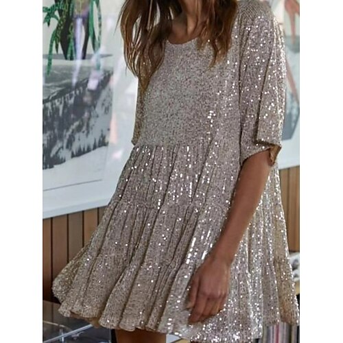 Dame Festkjole Paillet kjole Skaterkjole Mini kjole Sort Beige Halvlange ærmer Ren farve Pailletter Sommer Forår Efterår Rund hals Fest Fødselsdag Ferierejse Sommerkjole Løstsiddende 2023 S M L XL
Dame Festkjole Paillet kjole Skaterkjole Mini kjole Sort Beige Halvlange ærmer Ren farve Pailletter Sommer Forår Efterår Rund hals Fest Fødselsdag Ferierejse Sommerkjole Løstsiddende 2023 S M L XL