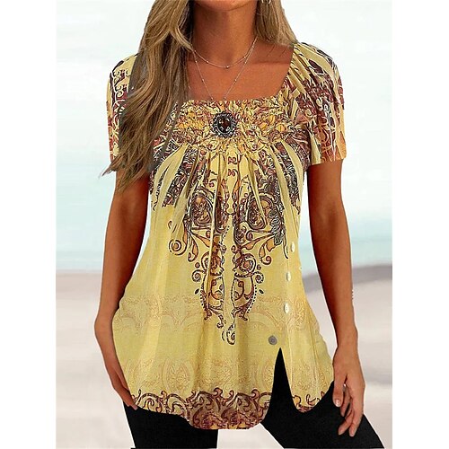 Damen T Shirt Gelb Graphic Bedruckt Kurzarm Täglich Wochenende Basic Quadratischer Ausschnitt Standard Farbe S
Damen T Shirt Gelb Graphic Bedruckt Kurzarm Täglich Wochenende Basic Quadratischer Ausschnitt Standard Farbe S