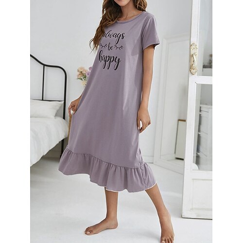 Dame Pyjamas Natkjole Kjoler Bogstaver Enkel Afslappet Blødt Hjem Daglig Seng Polyester Åndbart Rund hals Kortærmet Åben ryg Forår Sommer Lilla
Dame Pyjamas Natkjole Kjoler Bogstaver Enkel Afslappet Blødt Hjem Daglig Seng Polyester Åndbart Rund hals Kortærmet Åben ryg Forår Sommer Lilla