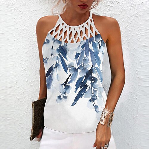 Dame Tanktop Blå Lilla Grøn Blad Udskæring Trykt mønster Uden ærmer Afslappet Weekend Basale Rund hals Normal Blomster Tema S
Dame Tanktop Blå Lilla Grøn Blad Udskæring Trykt mønster Uden ærmer Afslappet Weekend Basale Rund hals Normal Blomster Tema S