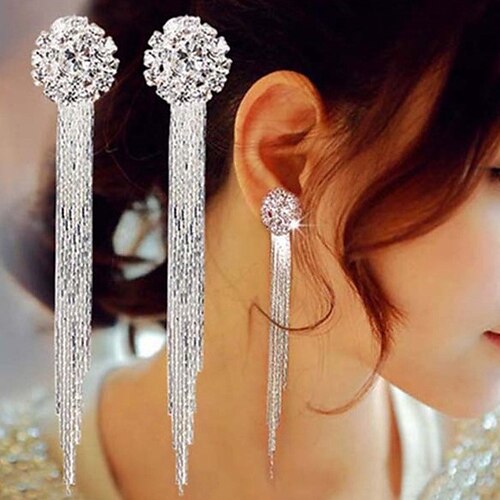 

Women's Drop Earrings Earrings Tassel Fringe Vertical / Gold bar Fashion Simple Korean Earrings Jewelry Silver For Party Daily Stage Prom Festival 1 Pair