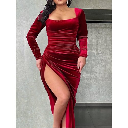 Per donna Plus Size Vestito da festa Vestito tubino Vestito nero Tinta unica Abito lungo Abito lungo Manica lunga Increspato Spacco Squadrata Di tendenza Feste Nero Vino Inverno Autunno L XL XXL 3XL
Per donna Plus Size Vestito da festa Vestito tubino Vestito nero Tinta unica Abito lungo Abito lungo Manica lunga Increspato Spacco Squadrata Di tendenza Feste Nero Vino Inverno Autunno L XL XXL 3XL
