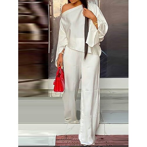Per donna loungewear Completi Colore puro Essenziale Di tendenza Comoda Strada Appuntamento Da mare Cotone Traspirante Monospalla Manica lunga Pantalone Vita elastica Autunno Primavera Nero Bianco
Per donna loungewear Completi Colore puro Essenziale Di tendenza Comoda Strada Appuntamento Da mare Cotone Traspirante Monospalla Manica lunga Pantalone Vita elastica Autunno Primavera Nero Bianco