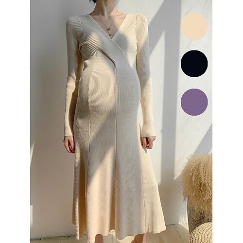kvinners baby shower gravidkjole genser kjole fritidskjole strikket kjole ensfarget midikjole langermet v-hals basic svart lilla beige vår m l xl xxl
kvinners baby shower gravidkjole genser kjole fritidskjole strikket kjole ensfarget midikjole langermet v-hals basic svart lilla beige vår m l xl xxl