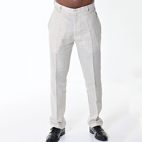 

Men's Linen Pants Trousers Summer Pants Beach Pants Plain Comfort Breathable Outdoor Daily Streetwear Linen / Cotton Blend Stylish Casual Black White Inelastic