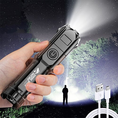 

Super Bright ABS Strong Light Focusing Led Flashlight Outdoor Portable Home Built-in Battery Rechargeable Multi-function Torch