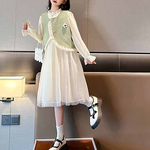2 deler Barn Jente Helfarge Dress dresser Sett Langermet Årgang Formell 7-13 år Vår Rosa Grønn
2 deler Barn Jente Helfarge Dress dresser Sett Langermet Årgang Formell 7-13 år Vår Rosa Grønn